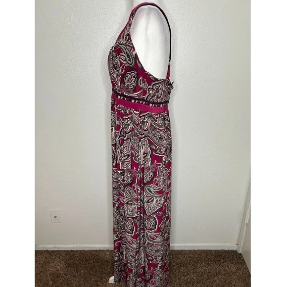 INC Womens Magenta Paisley V-Neck Sleeveless Jersey Maxi Dress Plus Size 1X - Picture 5 of 10